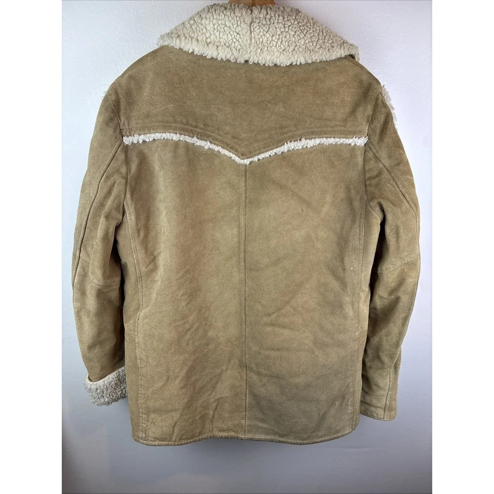 Vintage Sears Western Outdoor Wear Sherpa Suede Jacket Size Medium 1970s‎